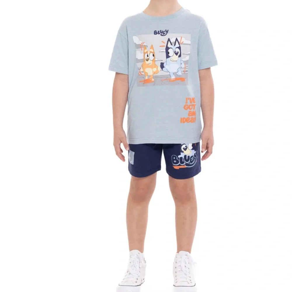 Bluey Boys' Short Sleeve Graphic Tee and Shorts Set, 2-Piece, Size 7